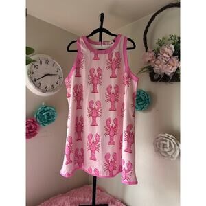 Pink Lobster Print Shift Dress XL